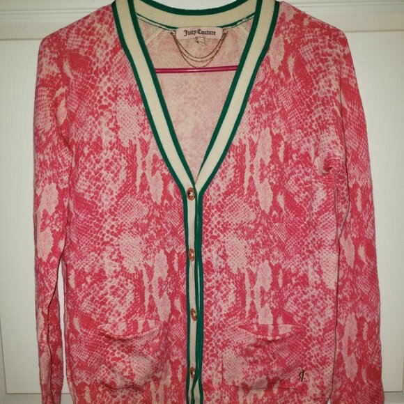 Juicy Couture Sweaters - Juicy Couture Pink Snake Cardigan Sz S